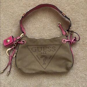 Tan and pink Guess shoulder bag